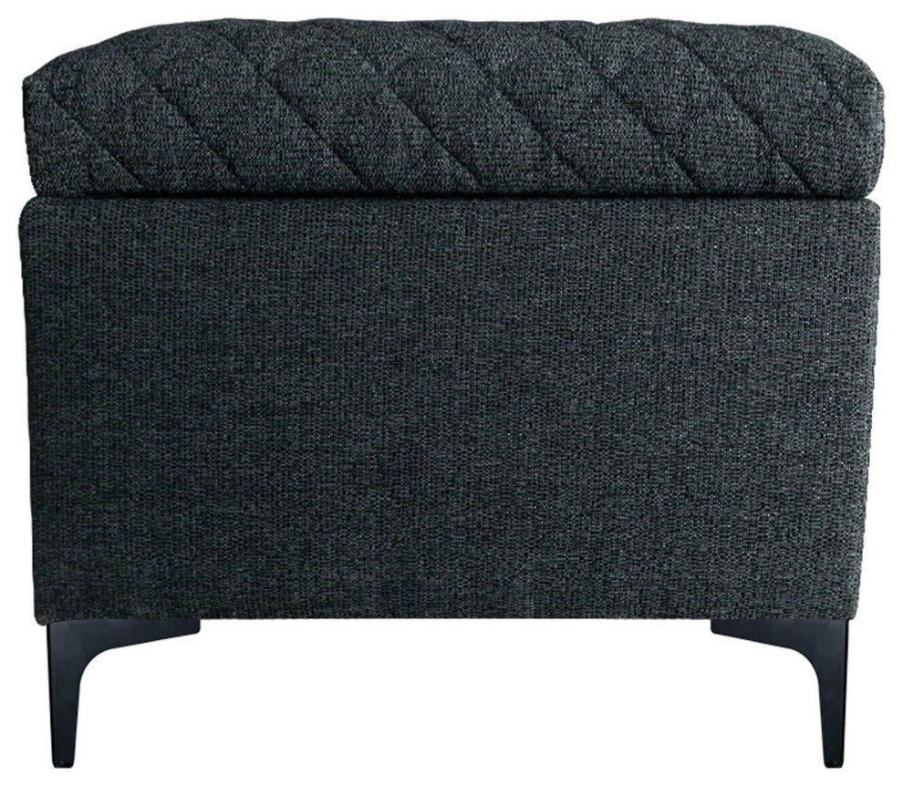 Reece Upholstered Storage Bench, Charcoal Gray