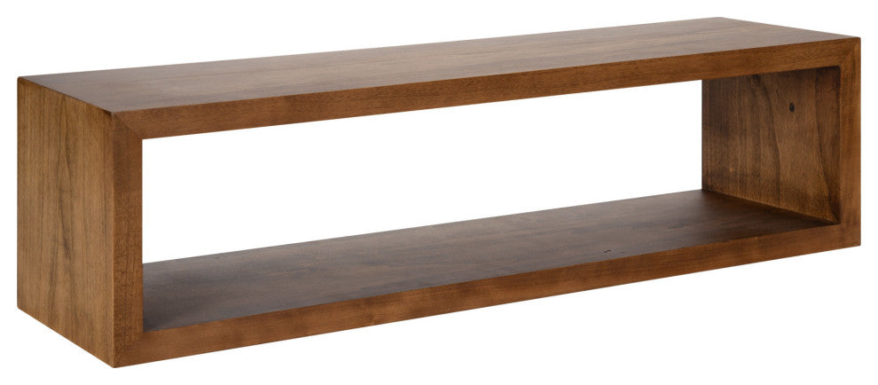 Holt Wood Wall Shelf, Rustic Brown 30x8