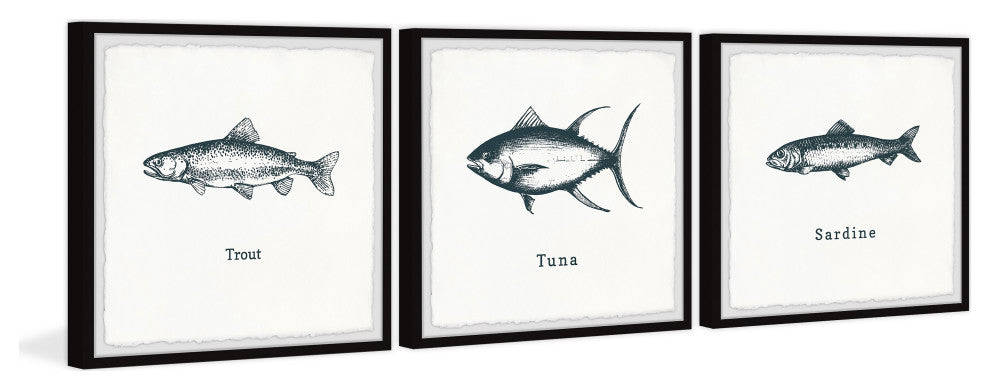 Trout and Tuna Triptych, 3-Piece Set, 32x32 Panels