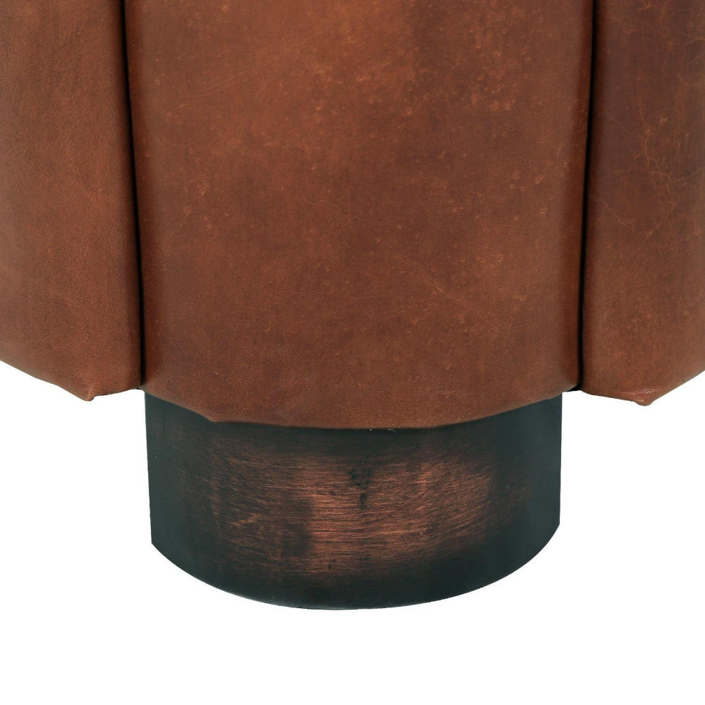 Pasargad Home Madison Top Grain Leather Upholstered Armchair, Brown
