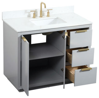 42" Single Bathroom Vanity, Gray, With Backsplash