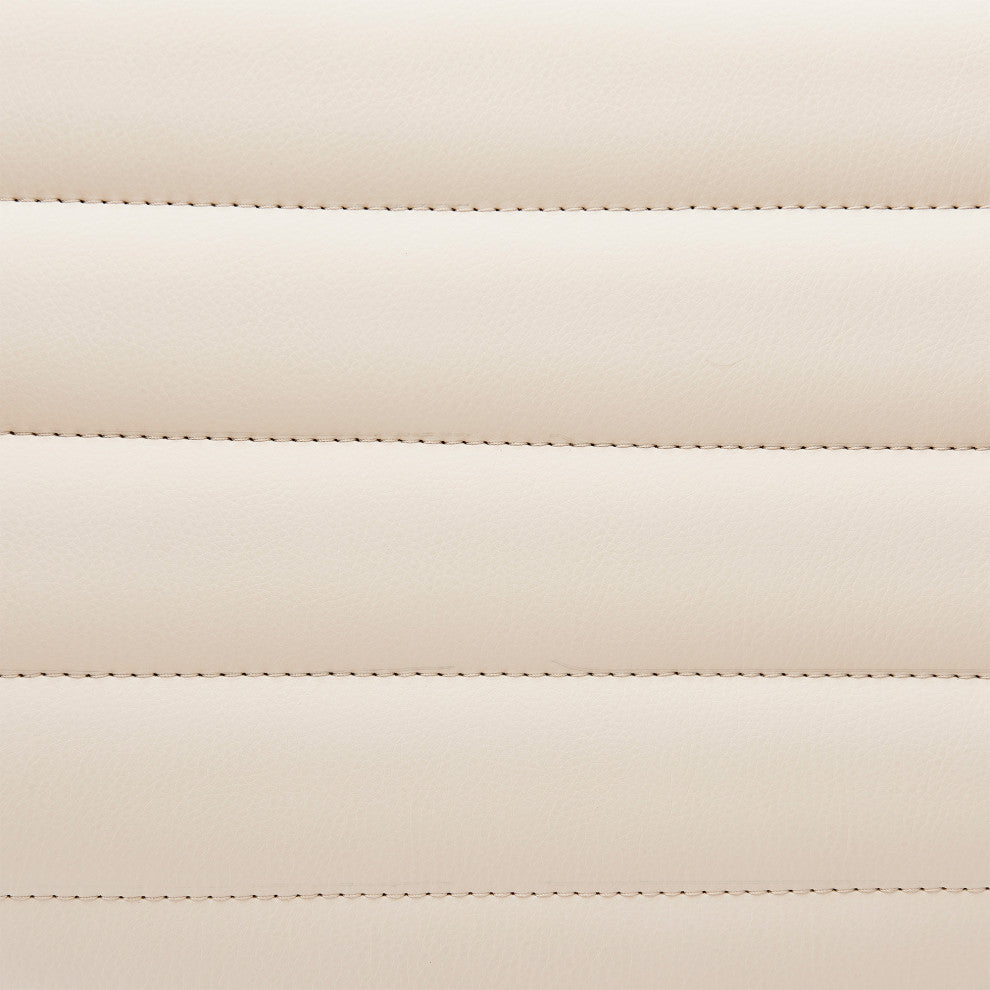 Gionni Adjustable Swivel Cream Faux Leather and Black Wood Bar Stool