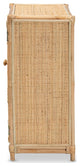 Modern Bohemian Natural Brown Rattan 2-Door Storage Cabinet