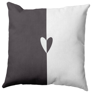 Modern Heart Decorative Throw Pillow, Dark Gray, 18"x18"