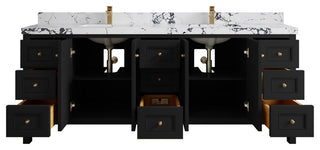Nashville 84" Double Sink Bath Vanity, Black 2" Viola Night