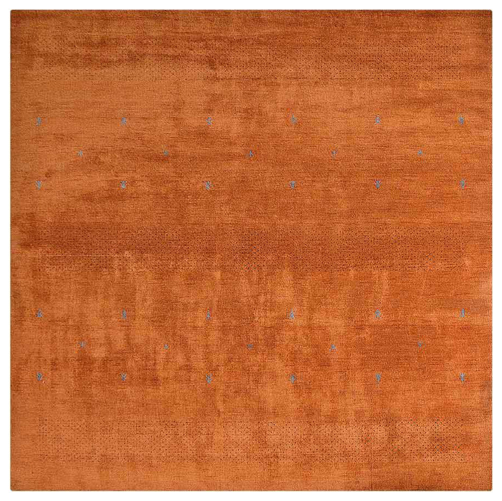 HAND KNOTTED LOOM WOOL ECO-FRIENDLY AREA RUGS - Square, Orange, Contemporary