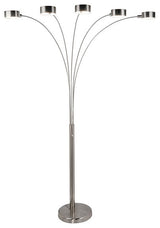 Micah LED Arched Floor Lamp With Dimmer, Brushed Steel