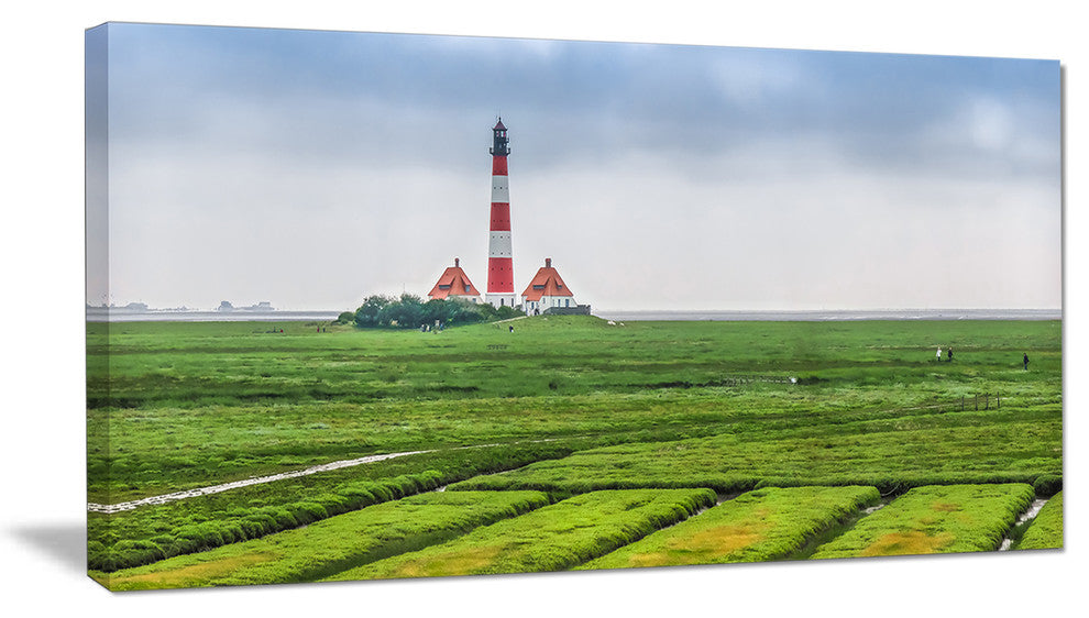 Westerheversand Lighthouse Panorama, Landscape Canvas Art Print, 40x20