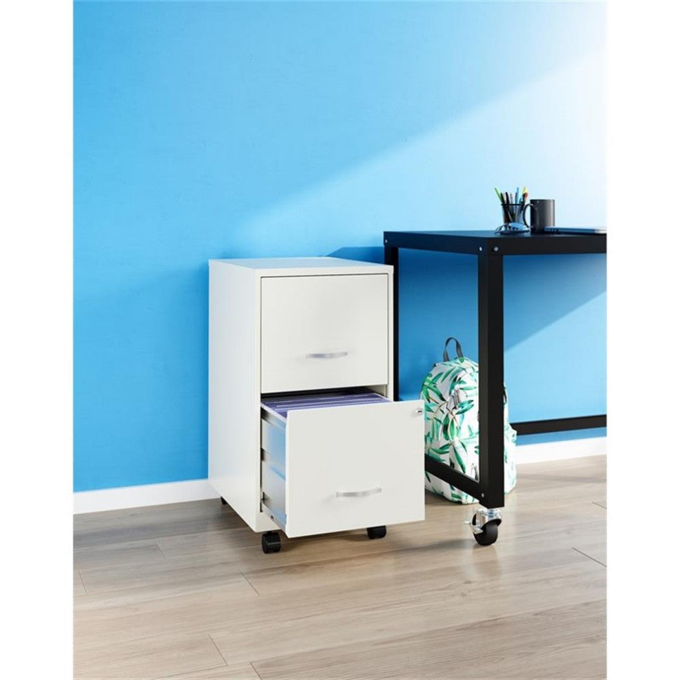 Space Solutions 18in 2 Drawer Mobile Smart Vertical File Cabinet Pearl White