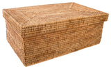 Artifacts Rattan Rectangular Storage Box With Lid, Honey Brown, 14"x10"x6