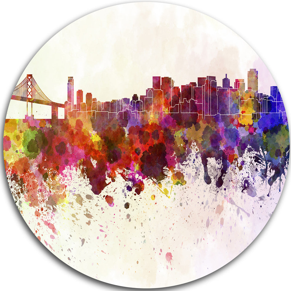 San Francisco Skyline, Cityscape Large Disc Metal Wall Art, 11"