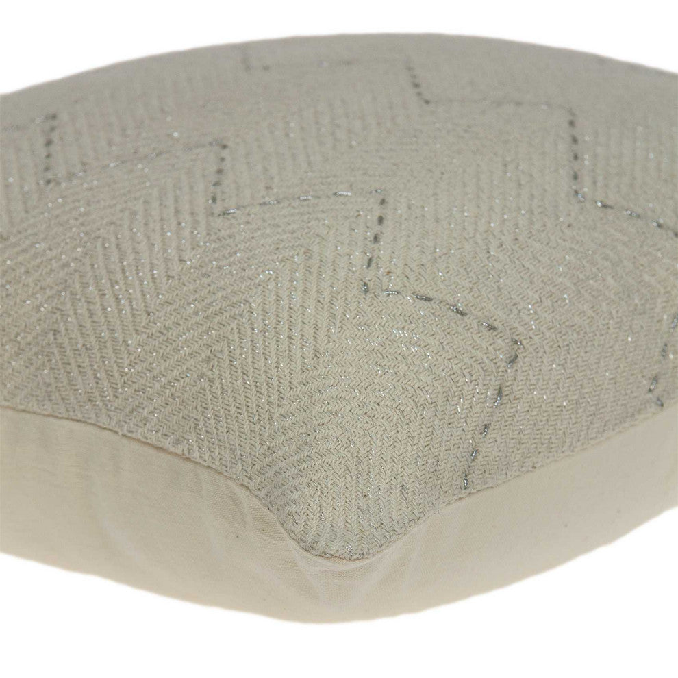 HomeRoots 20" x 0.5" x 14" Transitional Beige Cotton Accent Pillow Cover