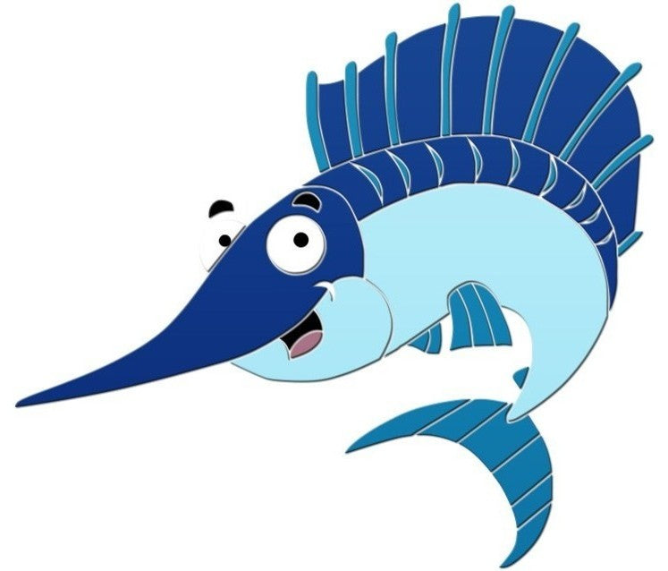 Mosaïque Céramique Piscine Sailfish – Orientée Droite, Fabriquée Aux États-Unis