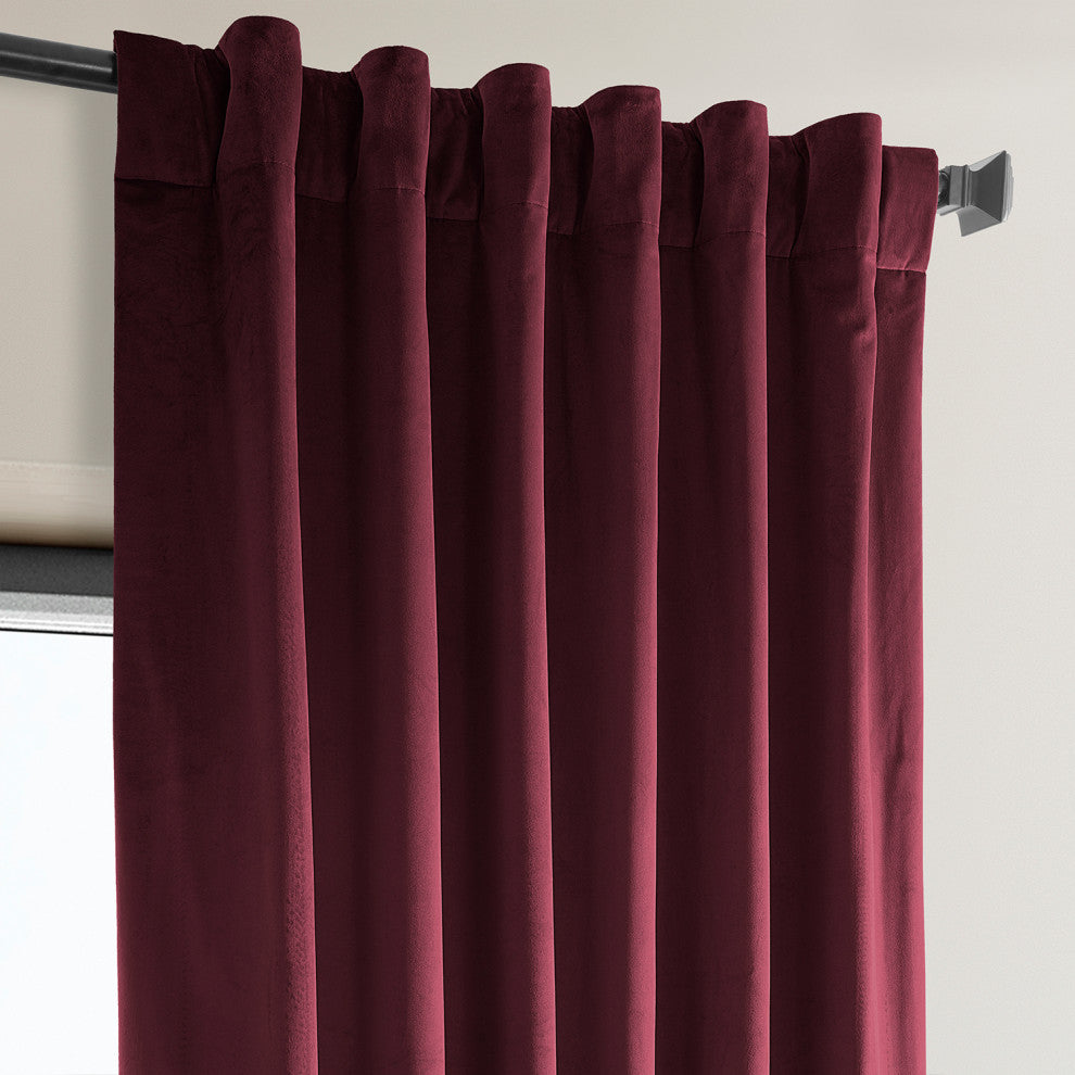 Heritage Plush Velvet Curtain Single Panel, Dark Merlot, 50"x96"