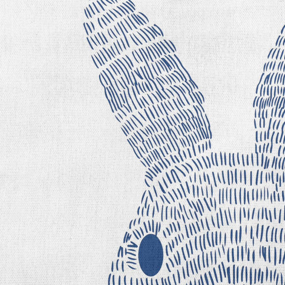 Monochrome Bunny Easter Decorative Throw Pillow, Dark Cobalt Blue, 20x20"