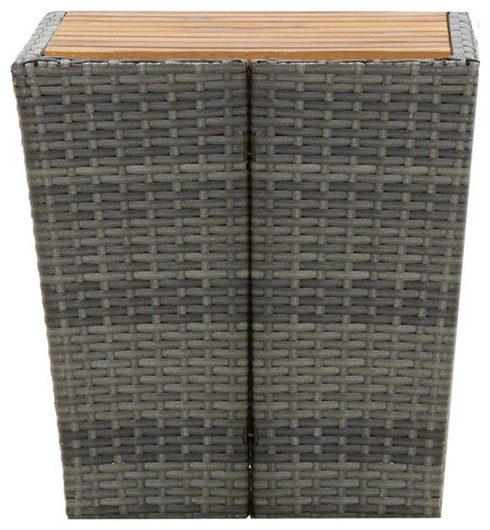 vidaXL Tea Table Patio End Table with Glass Top Coffee Table PE Rattan Gray