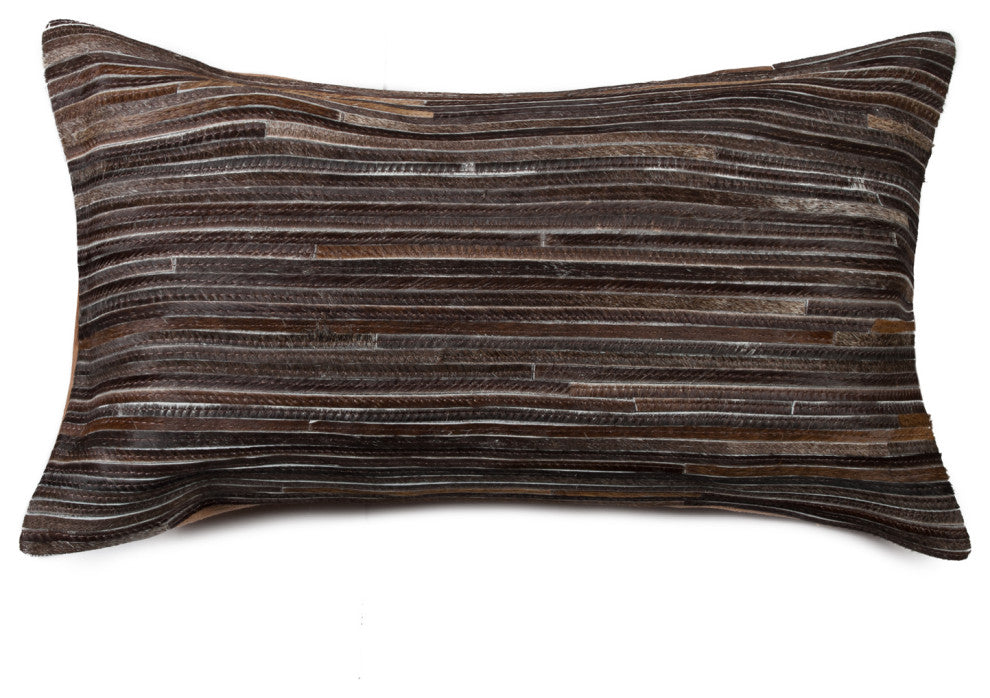 12" X 20" X 5" Chocolate Torino Kobe Cowhide  Pillow