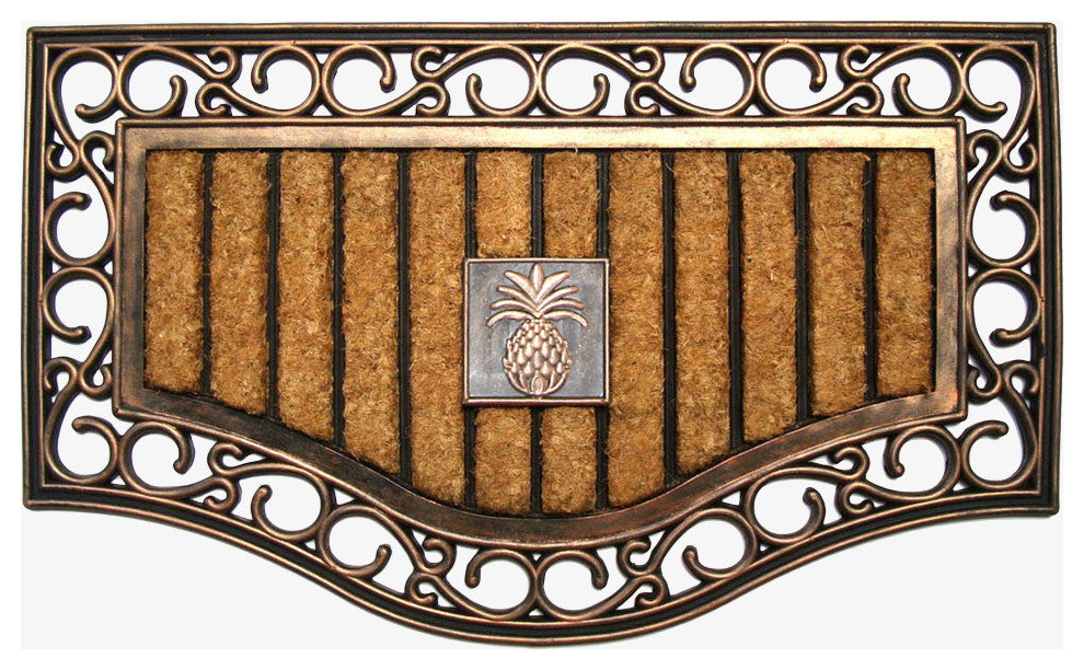 A1HC First Impression Natural Copper Finish Rubber and Coir Brush Mat, 30"x18"