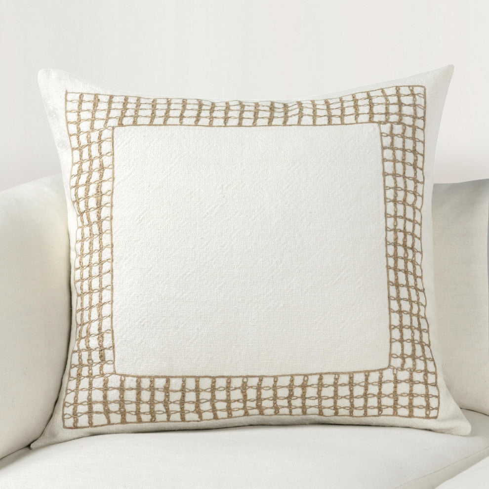 Marina 26" Cotton Linen Blend Throw Pillow, White