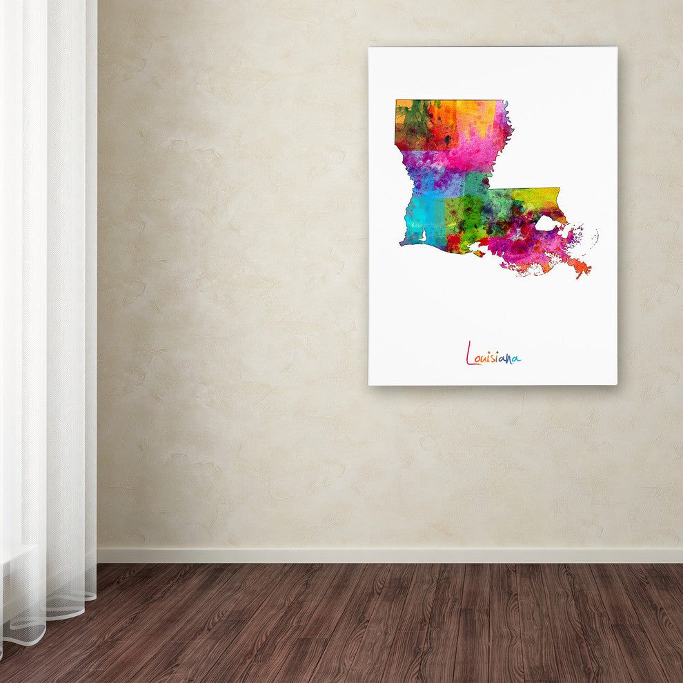 "Louisiana Map" Canvas Art by Michael Tompsett