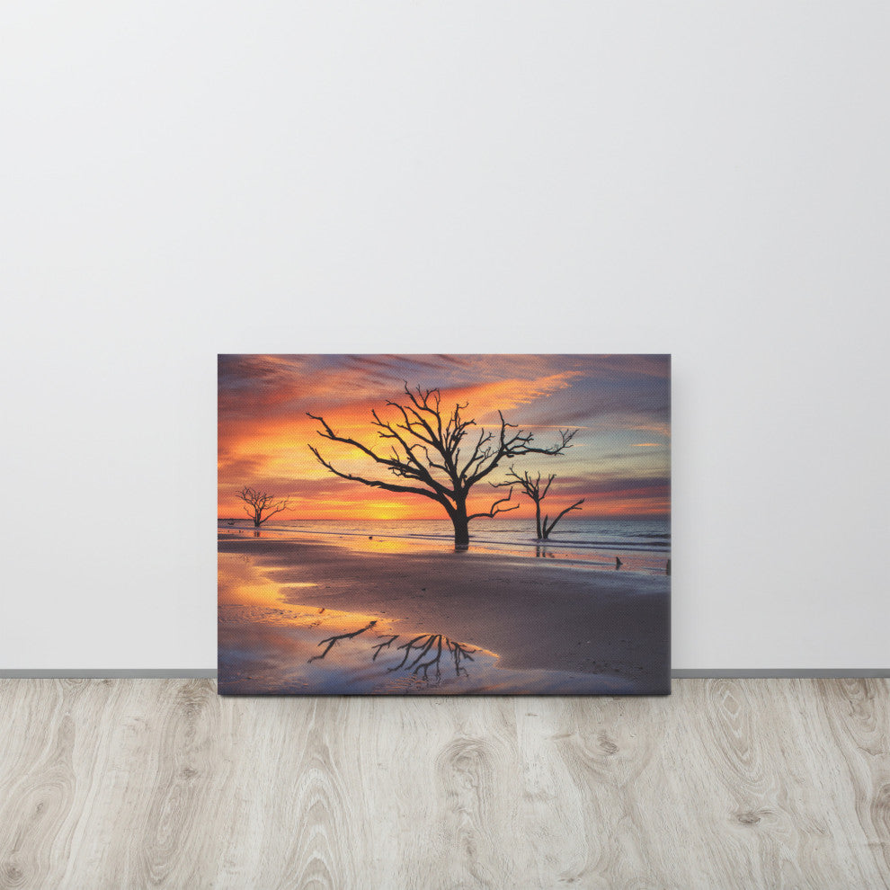 Sunrise & Trees At Edisto Island Coastal Landscape Photo Canvas Wall Art Print, 18" X 24"