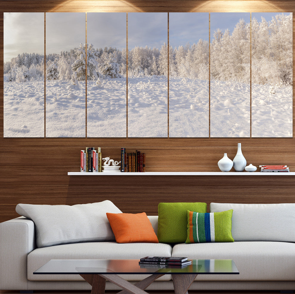 Wood Winter Glade, Landscape Canvas Art Print, 83"x32", 7 Panels