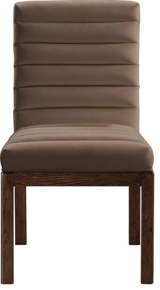 Evelyn Upholstered Dining Chair, Brown, Velvet, Walnut Finish