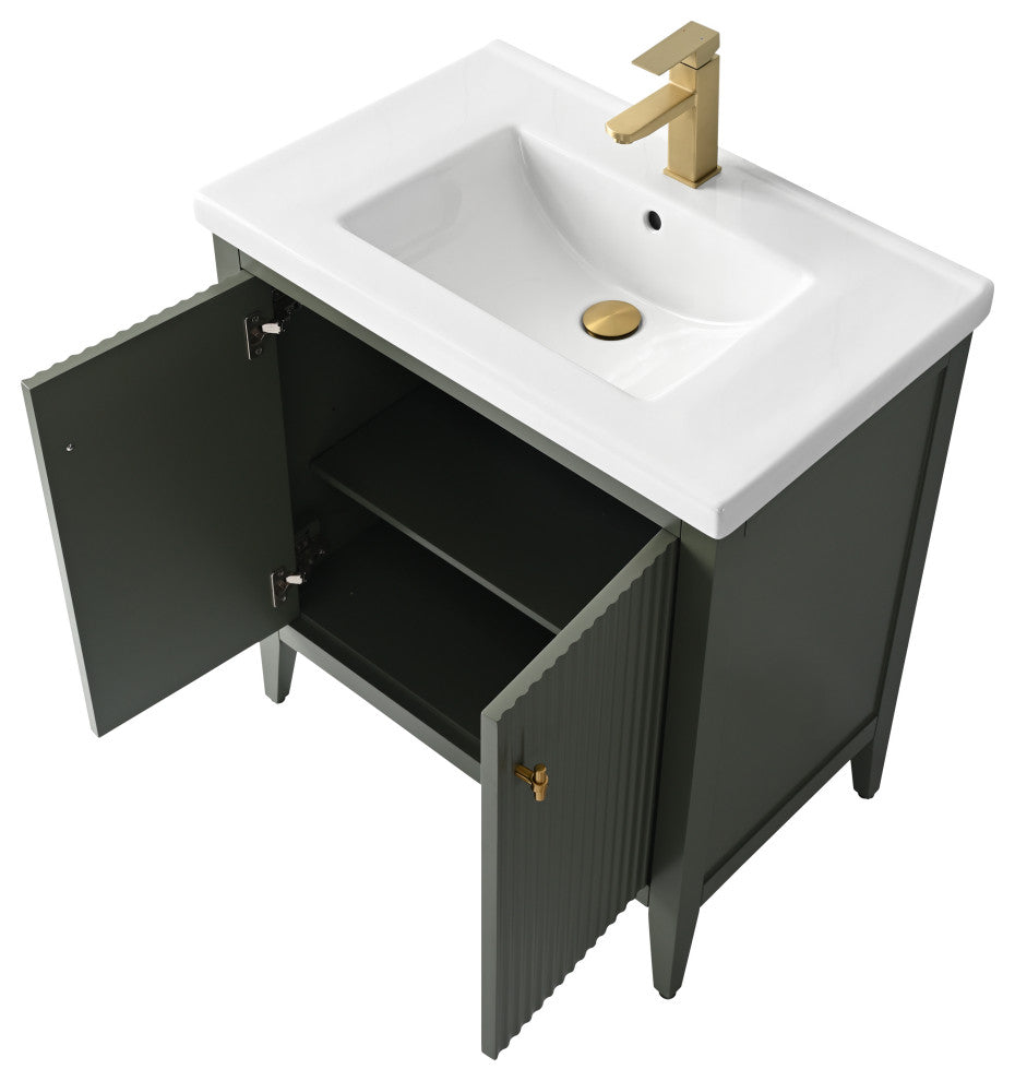 Vanity Art Freestanding Vanity, Vintage Green, 30", Single Sink, Golden Brushed