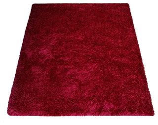 HAND TUFTED SHAG POLYESTER ECO-FRIENDLY AREA RUGS, Dark Pink Color, Solid Design