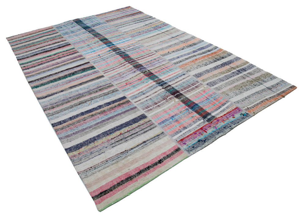 Rug N Carpet - Handmade Turkish 6' 8'' x 9' 10'' Rustic Patchwork Kilim Rug