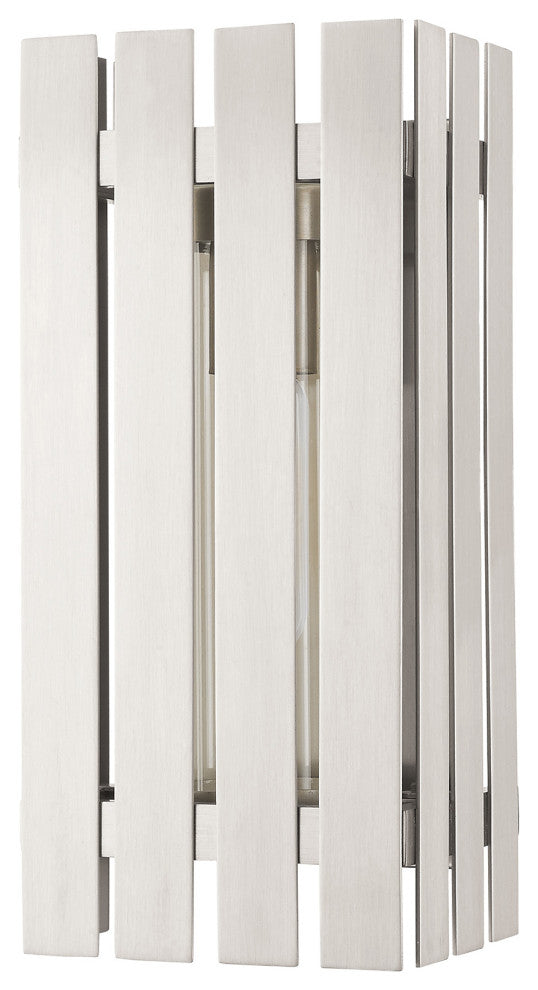 Livex Lighting Greenwich 1 Light Brushed Nickel Medium Outdoor Wall Lantern