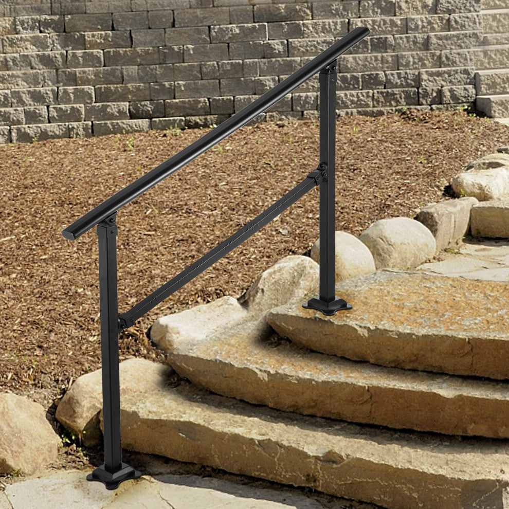 VEVOR Outdoor Stair Railing Transitional Wrought Iron Handrail, 34 Inch, 4 Steps