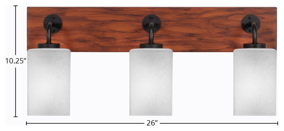 Oxbridge, Bath Bar, Matte Black & Painted Wood-look Metal, 4" White Muslin
