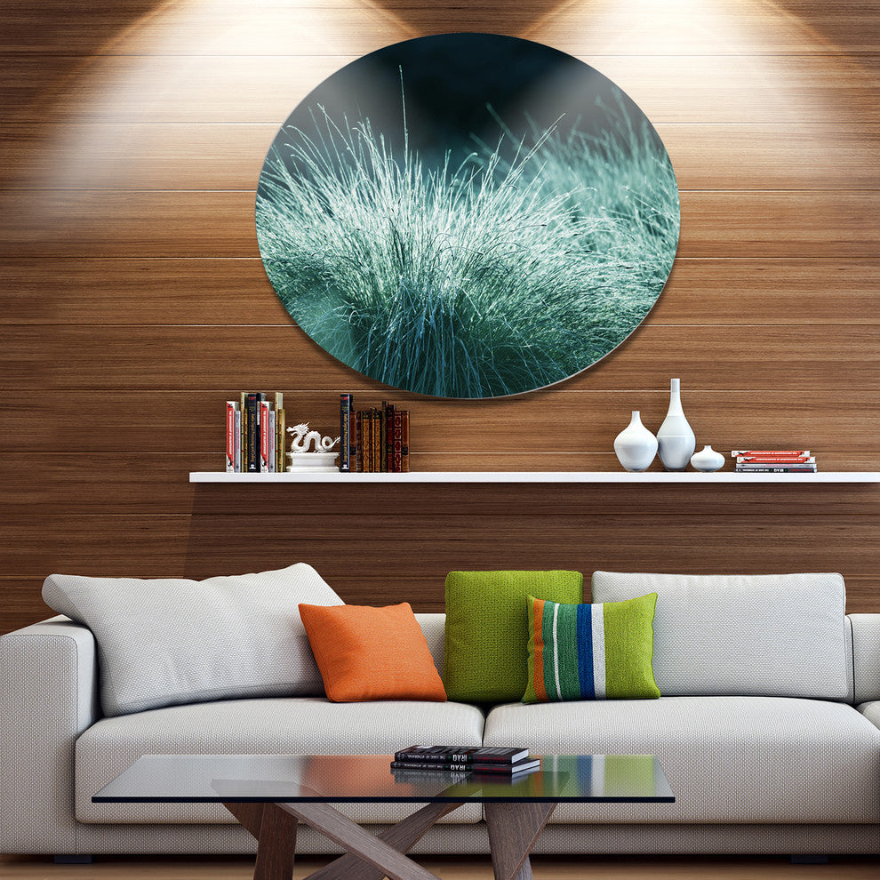Wet Green Grass In Downpour, Landscape Round Wall Art, 23"