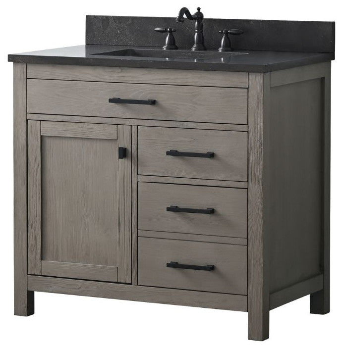 Jasper 36" Bathroom Vanity, Textured Gray, Blue Limestone