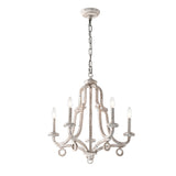 5-Light Distressed Antique White Farmhouse Chandelier Glam