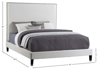 Harlie Velvet Upholstered Bed, Cream, King