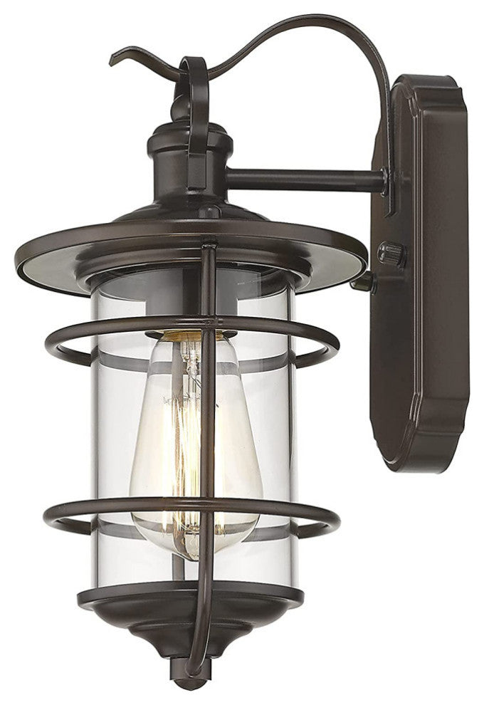 Outdoor wall glass lantern  industrial wall lamp with rubbed bronze finish