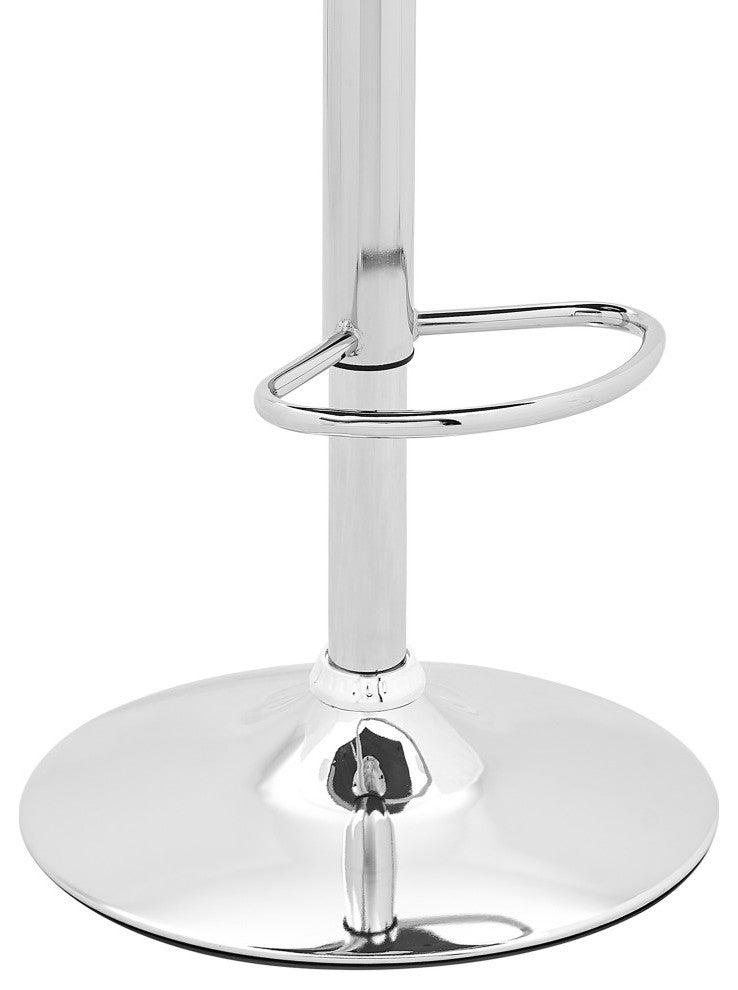 Sabine Adjustable Swivel Faux Leather and Black Metal Bar Stool, Cream