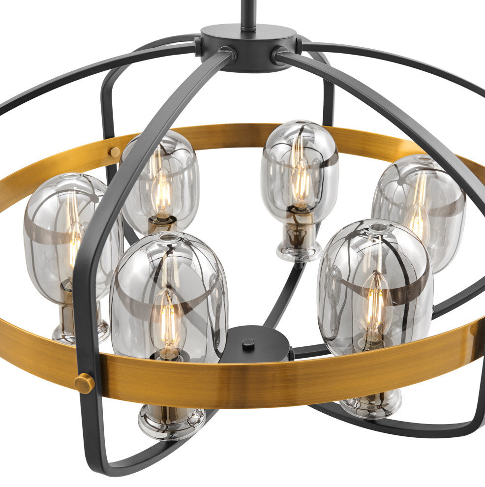 Opia Vintage Dimmable 8 LED Lights Chandelier, Gold and Black