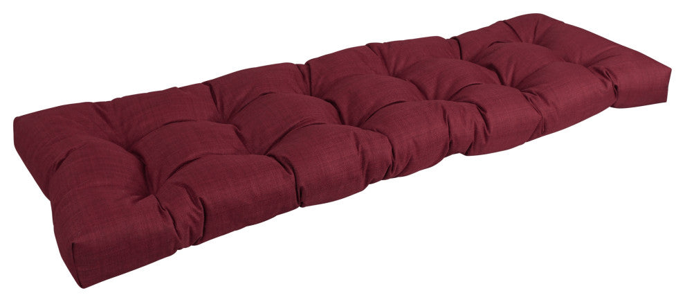 60"X19" Tufted Solid Outdoor Spun Polyester Loveseat Cushion, Merlot
