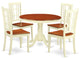5 Pc Set, Round Table And 4 Leather Kitchen Chairs, Buttermilk And Cherry