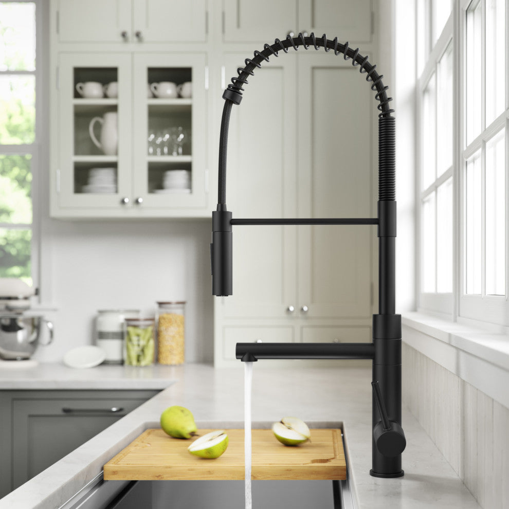 Pulldown Pot Filler Kitchen Faucet, Matte Black
