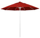 9' Matted White Push Lift Fiberglass Rib Aluminum Umbrella, Pacifica, Red