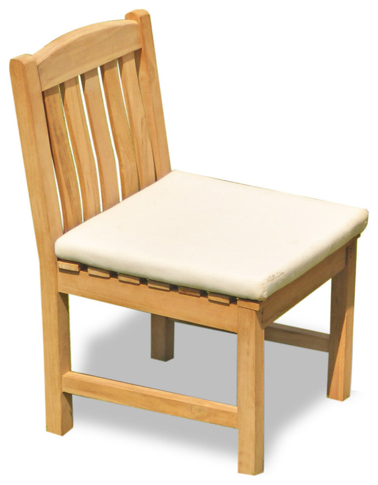 5-Piece Outdoor Patio Teak Dining Set: 48" Round Table, 4 Devon Armless Chairs