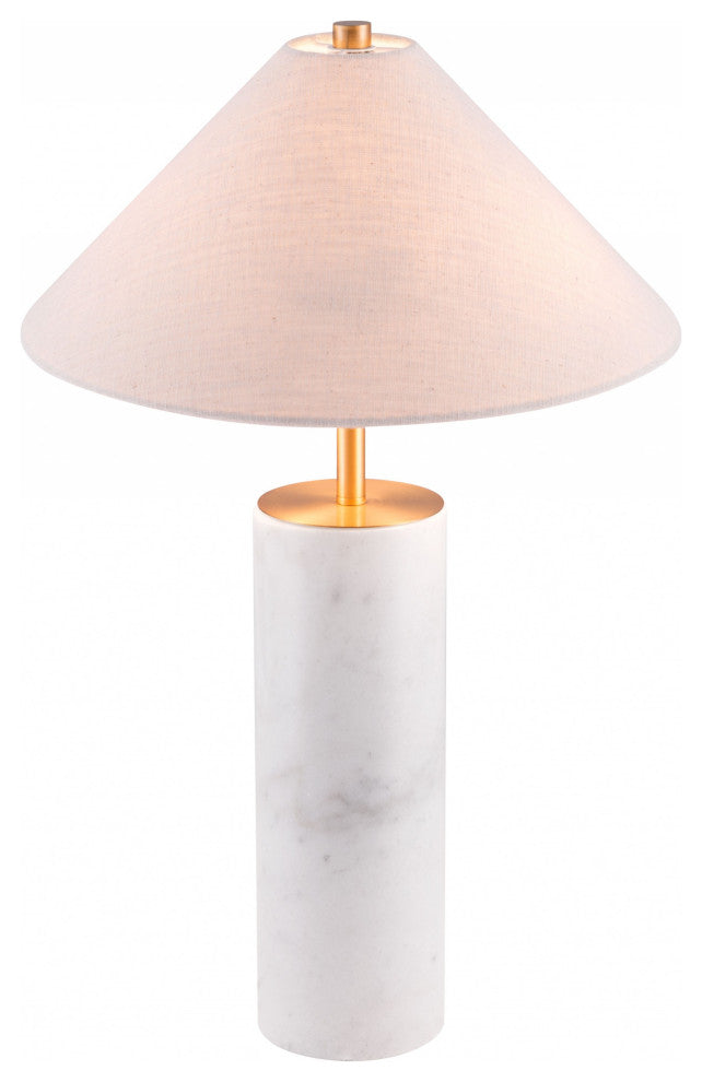 Urban White Marble Cyliner Table Lamp
