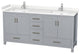 72" Double Bathroom Vanity, Gray, Carrara Cultured Marble Countertop, Sinks