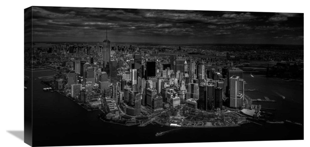 "Manhattan - BirdS Eye View" Stretched Canvas Giclee by Michael Jurek, 30x15"