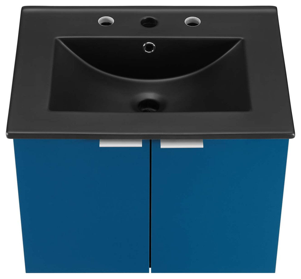 Maybelle 24" Wall-Mount Bathroom Vanity Navy Black -5370