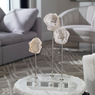 Uttermost Cyrene Contemporary Steel Marble and Crystal Accessory in White